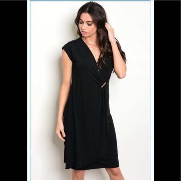 NWOT Little Black Dress Chic Faux Wrap by Gilli, size Small 4, 6 Boutique V Neck - Picture 7 of 7